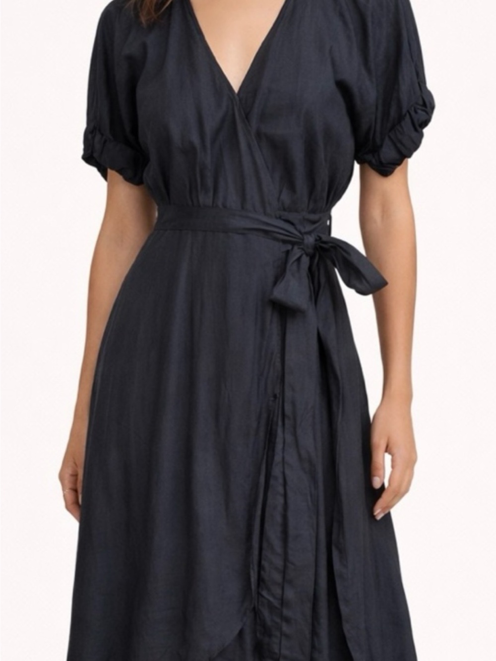 Xirena Wrenn Stormy Gray Wrap Dress Silk Cotton